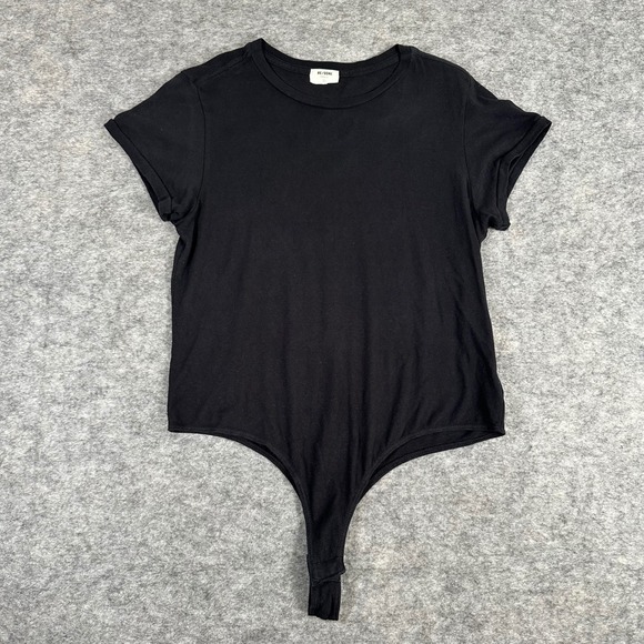 RE Tops - RE/DONE Bodysuit Womens Large Black Short Sleeve Cotton Crew‎ Neck